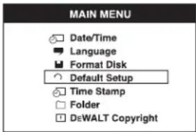 DEWALT DCT411 - Varsayılan Ayarları [DEFAULT SETUP] Etkinleştirmek için - 1