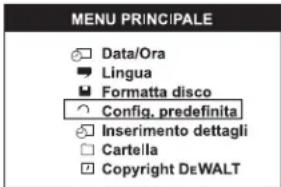 DEWALT DCT412 - Per cambiare la Config. predefinita - 1