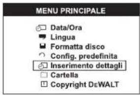 DEWALT DCT412 - Per attivare l'Inserimento dettagli - 1