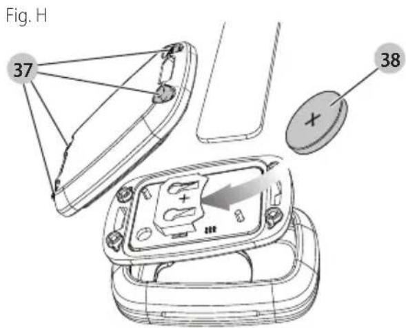 DEWALT DWV905H - Udskiftning af møntcellebatteriet i fjernbetjeningen (Fig. H) - 3