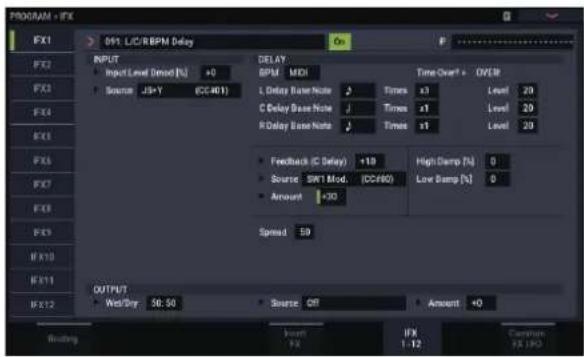 KORG Nautilus 88 AT - Utiliser 'Dmod' pour changer le niveau de réinjection avec SW1 - 1