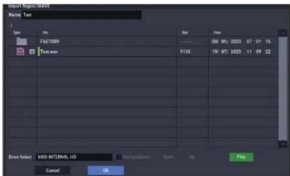 KORG Nautilus 88 AT - Placement d'un fichier WAVE dans une piste audio - 3