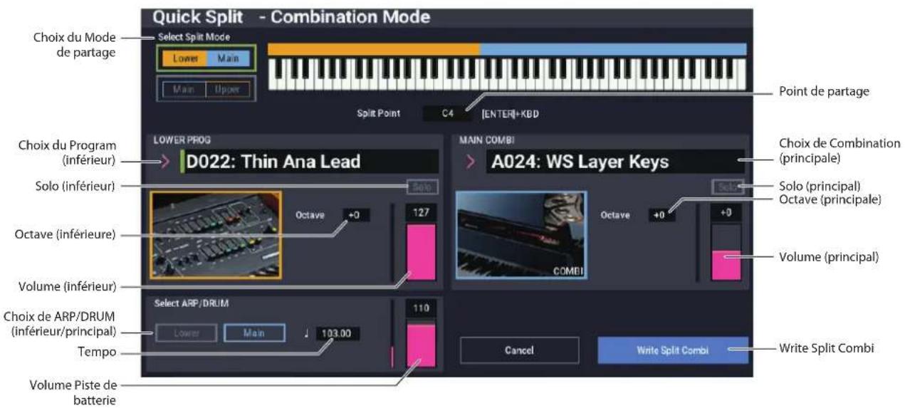 KORG Nautilus 88 AT - Exemple de travail avec 'Quick Split': ajust d'un son de synthé solo à une combinaison - 1