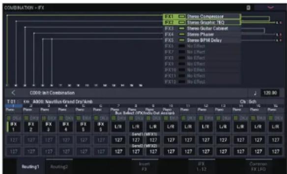 KORG Nautilus 88 AT - Routage aux IFX, sorties et bus - 1