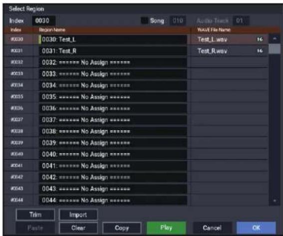 KORG Nautilus 88 AT - Placement d'un fichier WAVE dans une piste audio - 4