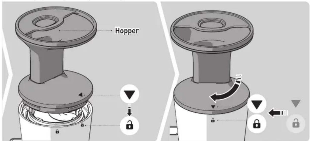 Hurom H101 Easy Clean - Place the ice cream strainer in the chamber. - 1