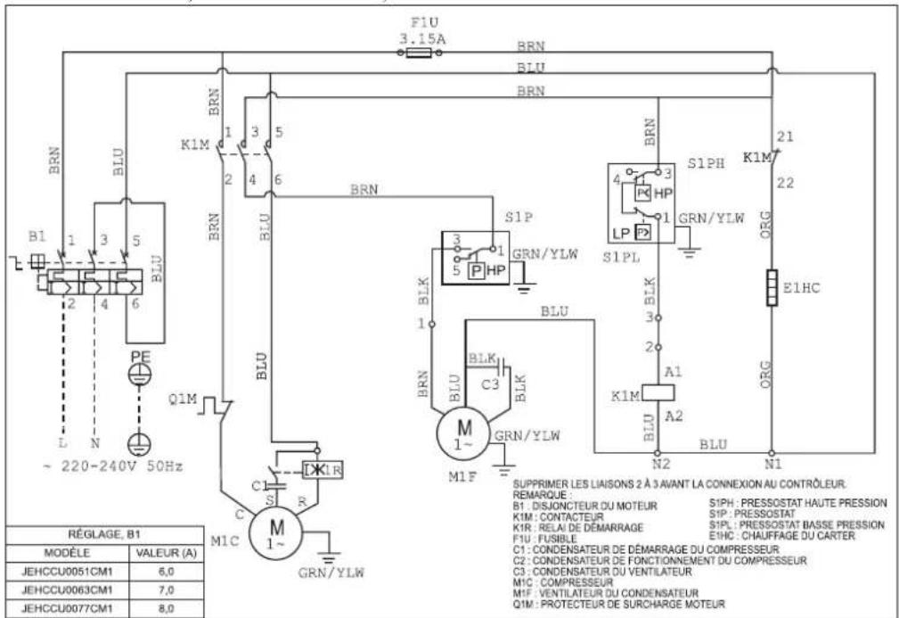 DAIKIN JEHSCU0600CM3 - Remarque importante : Tous les câblages et toutes les connexions au groupe frigorifi que doivent être réalisés conformément aux codes locaux. - 2