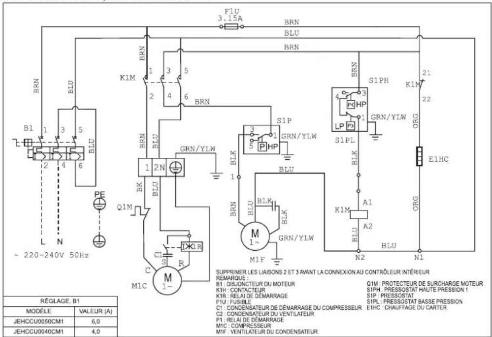 DAIKIN JEHCCU0140CM3 - Remarque importante : Tous les câblages et toutes les connexions au groupe frigorifi que doivent être réalisés conformément aux codes locaux. - 1
