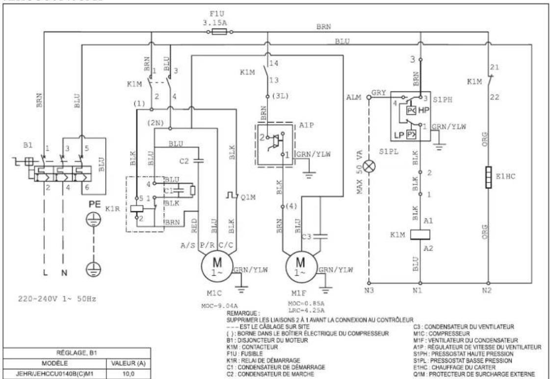DAIKIN JEHSCU0750CL3 - Remarque importante : Tous les câblages et toutes les connexions au groupe frigorifi que doivent être réalisés conformément aux codes locaux. - 4