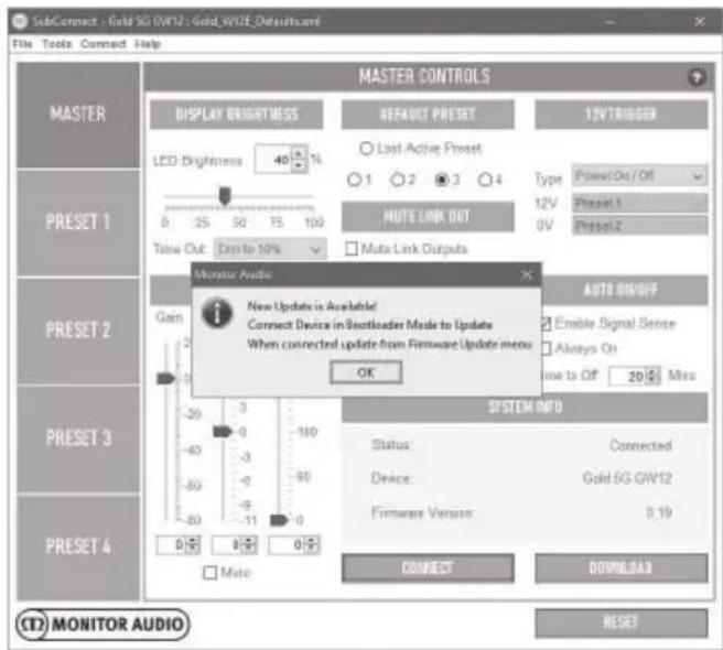 MONITOR AUDIO Gold 300 - Sub қолданбасындағы микробағдарламаны жаңарту - 1