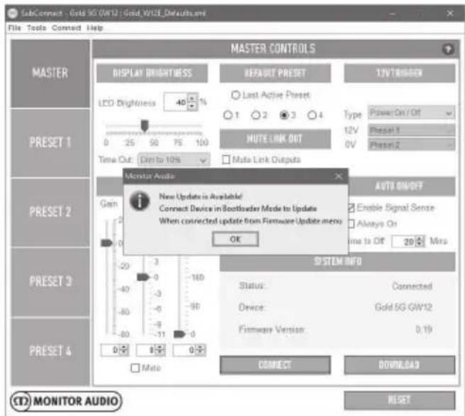 MONITOR AUDIO Gold 300 - サブウーファーのファームウェア を更新 - 1