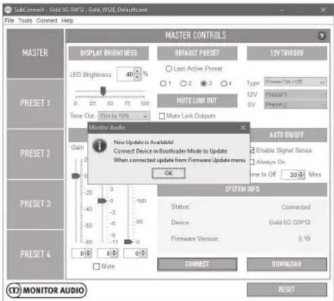 MONITOR AUDIO Gold 300 - Atualização de firmware no subwoofer - 1