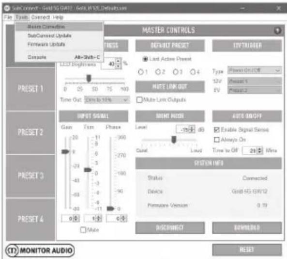 MONITOR AUDIO Gold 300 - Wykorzystanie SubConnect do korekcji akustyki pomieszczenia - 1
