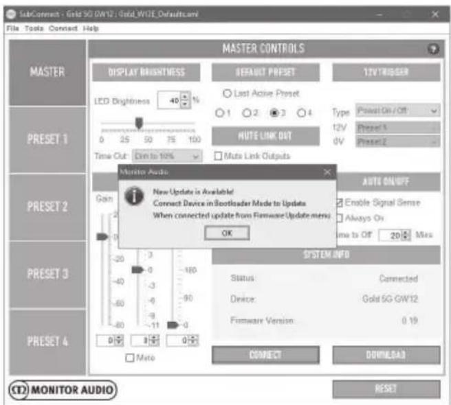MONITOR AUDIO Gold 300 - Firmware op subwoofer updaten - 1