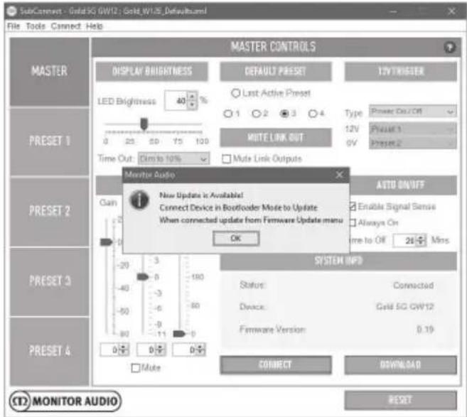 MONITOR AUDIO Gold 300 - Update Firmware on Sub - 1