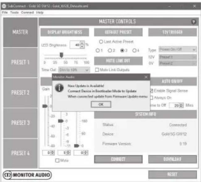 MONITOR AUDIO Gold 300 - Mise à jour du firmware du caisson de basses - 1