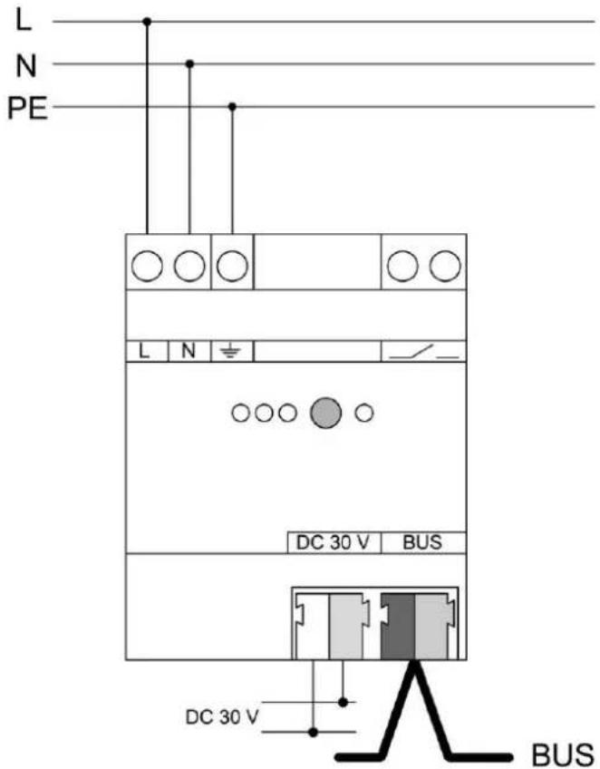 STEINEL P640 KNX - Apparaat op netspanning en bus aansluiten - 1