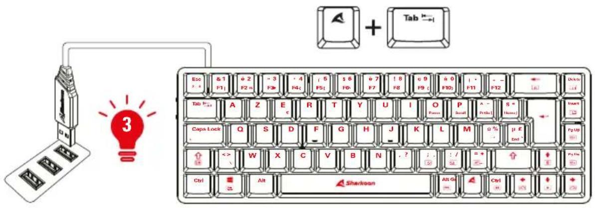 Sharkoon PureWriter W65 - Brancher à l'aide du câble et charger le clavier - 1