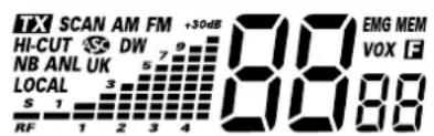 TX SCAN AM FM HI-CUT DW NB ANL UK LOCAL RF 1 2 3 4 5 6 7 8 9 +30dB EMG MEM VOX F