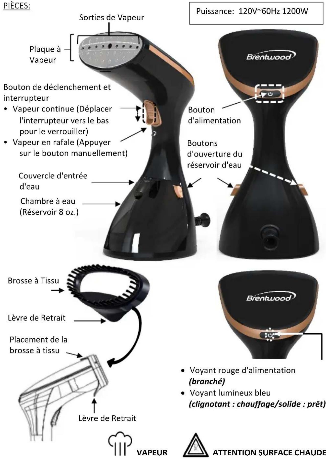 Brentwood MPI-42BK - POUR USAGE DOMESTIQUE UNIQUEMENT. LIRE LES INSTRUCTIONS AVANT L'UTILISATION ET LES CONSERVER POUR S'Y RÉFÉRER ULTÉRIEUREMENT. - 1