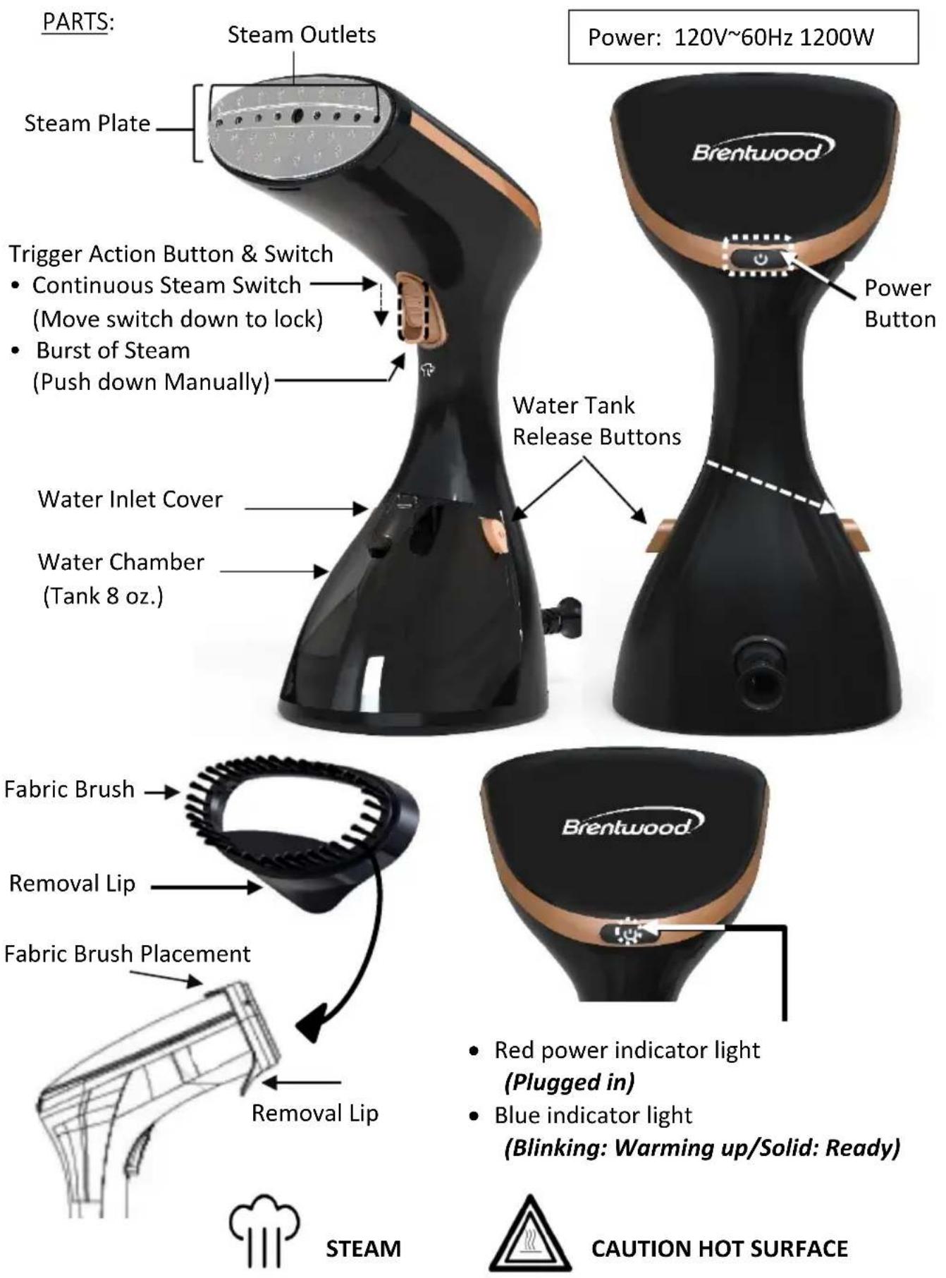 Brentwood MPI-42BK - FOR HOUSEHOLD USE ONLY. PLEASE READ INSTRUCTIONS BEFORE USE AND SAVE FOR FUTURE REFERENCE. - 1