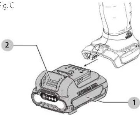 Mac Tools MCD701 - Installing and Removing the Battery Pack (Fig. C) - 1
