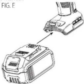 DEWALT DCE300 - Installing and Removing the Battery Pack (Fig. E) - 1
