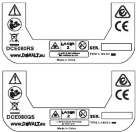 DEWALT DCE080RS - Étiquettes d'avertissement - 4