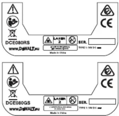DEWALT DCE080RS - Προειδοποιητικές ετικέτες - 4