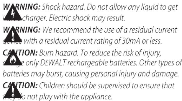 DEWALT DCE6820 - Important Safety Instructions for All Battery Chargers - 1