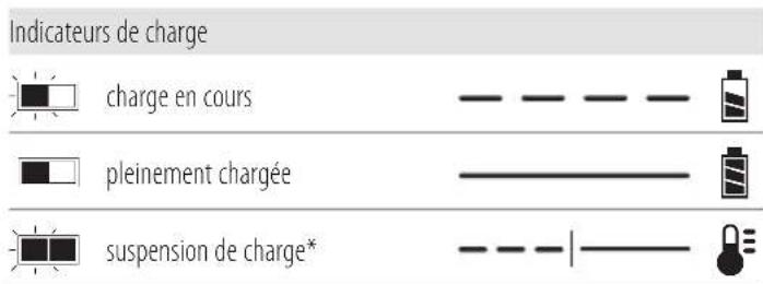 Indicateurs de charge charge en cours pleinement chargée suspension de charge*