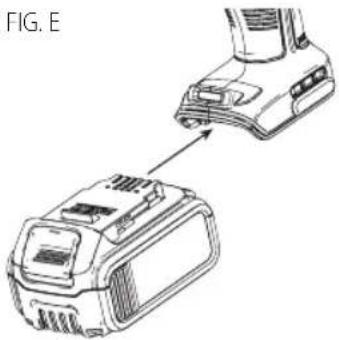DEWALT DCE350 - Installing and Removing the Battery Pack (Fig. E) - 1