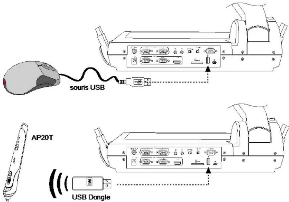 AVer AVerVision PL50 - Branchement d'une souris USB ou d'un AP20T - 1
