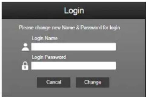 Login Please change new Name & Password for login Login Name Login Password Cancel Change
