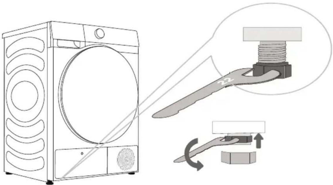 HISENSE DH5S902BW - RÉGLAGE DES PIEDS DU SÈCHE-LINGE - 1