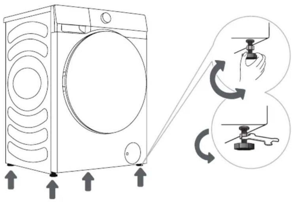 HISENSE WF5S1043BW - RÉGLAGE DES PIEDS DU LAVE-LINGE - 1