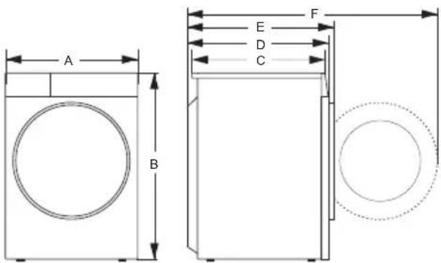 HISENSE WF5S1043BW - Dimensions (mm) - 1