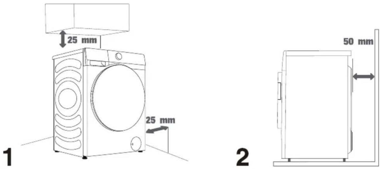 HISENSE WF5S1045BB - Dégagements pour l'installation du lave-linge - 1
