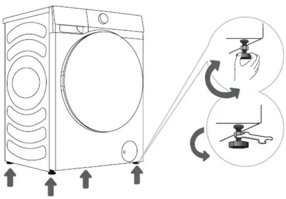 HISENSE WF3S9045BW3 - РЕГУЛИРАНЕ НА КРАЧЕТАТА - 1