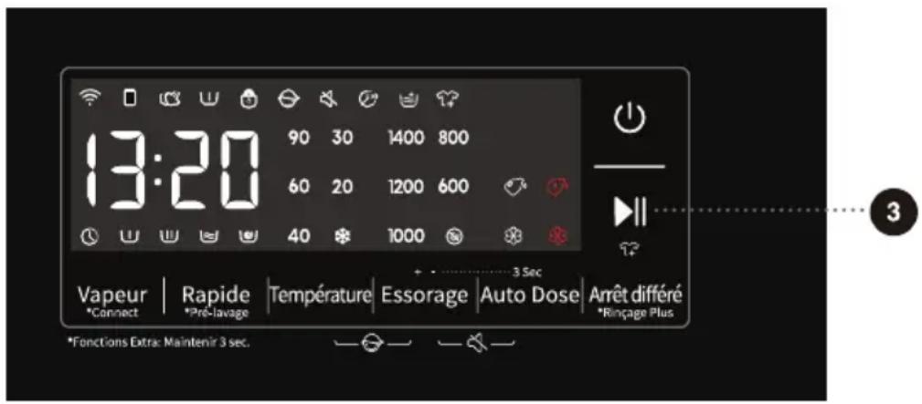 HISENSE WF3S1045BW3 - ÉTAPE 5 : DÉMARRAGE D'UN PROGRAMME DE LAVAGE - 1