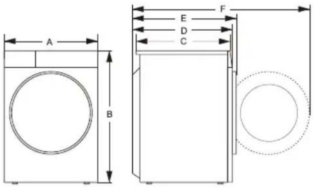 HISENSE WF3S1045BW3 - Dimensions (mm) - 1