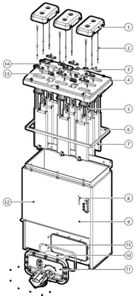 Carel heaterSteam V2 - Vue éclatée modèles UR020- UR080 - 1