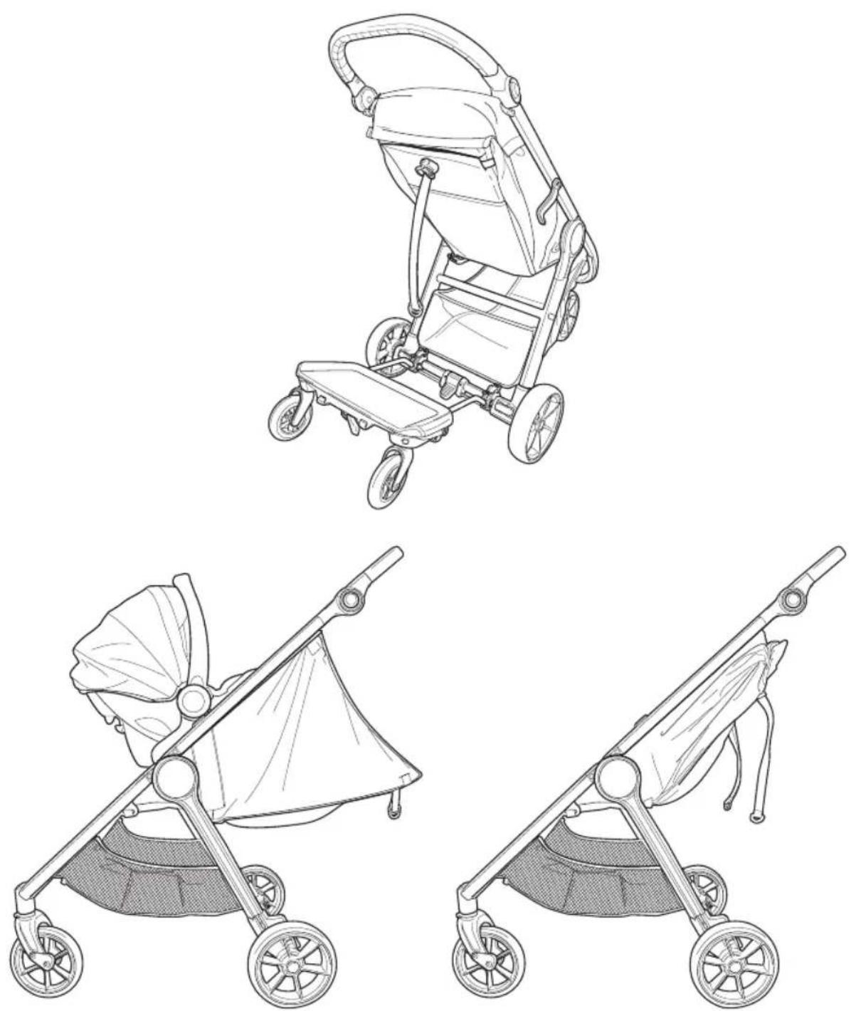 BABY JOGGER city mini GT2 Eco - Stroller Use Positions Posiciones de uso del cochecito Position d’utilisation de la poussette - 1