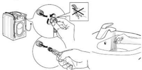 WHIRLPOOL FFB 9489 WV EE - NETTOYAGE DES FILTRES EN MAILLE SITUÉS DANS LE TUYAU D'ARRIVÉE D'EAU - 3