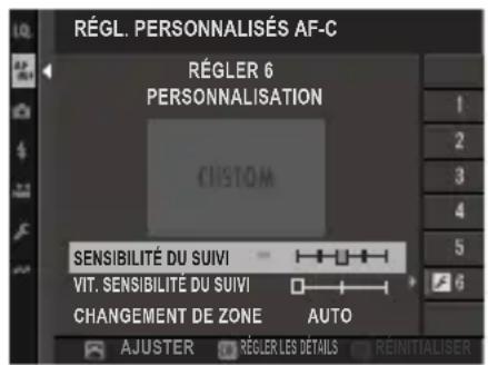 FUJIFILM X-T50 - Options de suivi de la mise au point personnalisé - 1