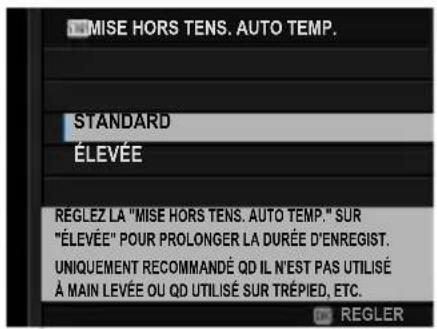 FUJIFILM X-T50 - Choisissez une option de MISE HORS TENS. AUTO TEMP.. - 1
