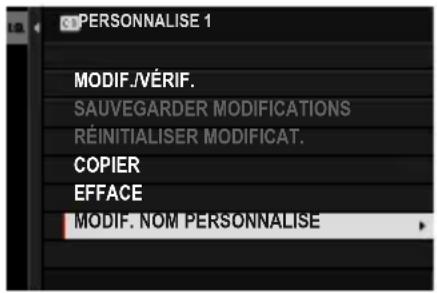 FUJIFILM X-T50 - Renommer les banques de paramètres personalisés - 2