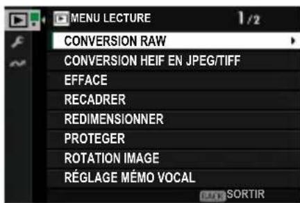 FUJIFILM X-T50 - Le menu lecture - 1