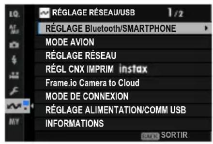 FUJIFILM X-T50 - Menu Paramètres réseau/USB - 1