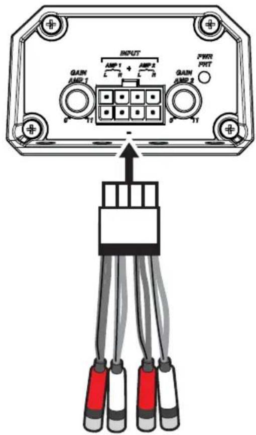 INPUT AMP 1 AMP 2 GAIN AMP 1 GAIN AMP 2 POWER PRT T1 T1
